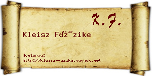 Kleisz Füzike névjegykártya